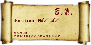 Berliner Máté névjegykártya